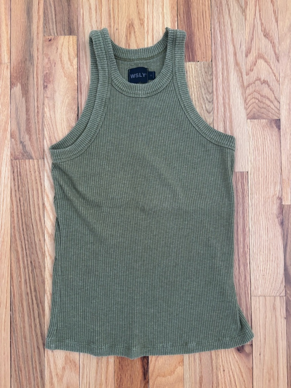WSLY Olive Green Ribbed Tank Top